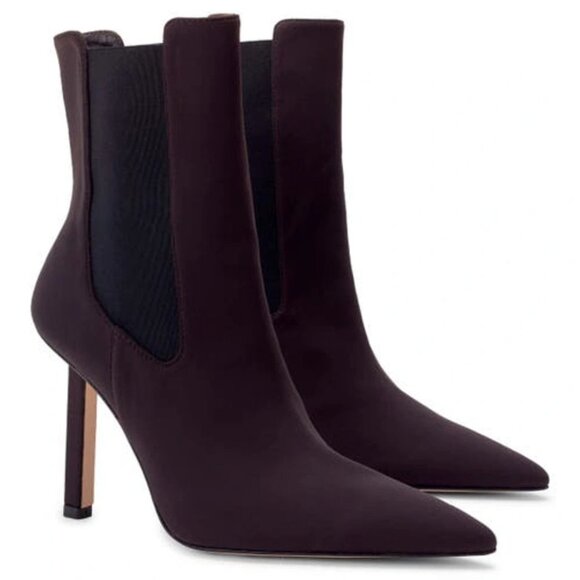 NEW Good American Neoprene Pointed Toe Chelsea Heeled Bootie in Brown Sz. 7 - Picture 1 of 4